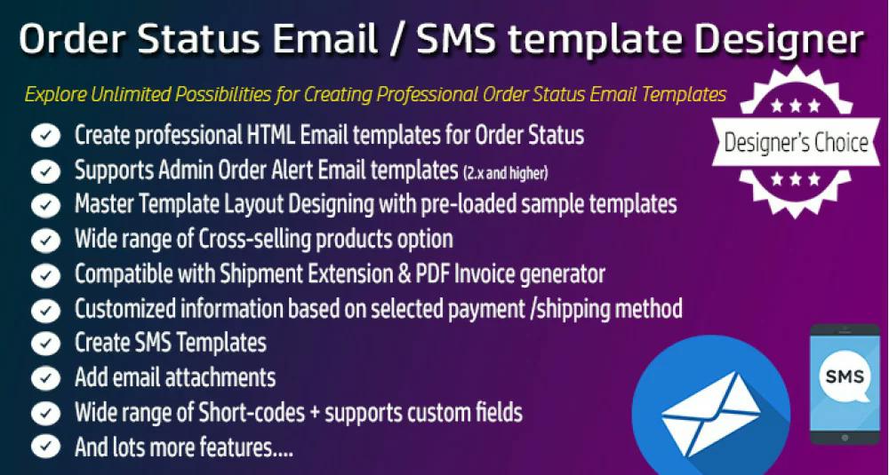 Email de status do pedido / profissional Designer de modelo de SMS