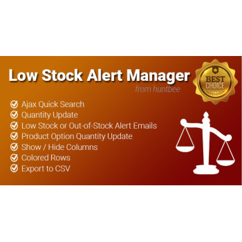 OpenCart Low Stock Alert Manager – Monitoramento de stock automatizado