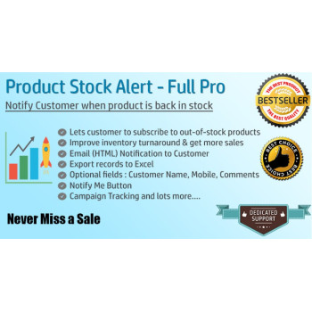 Alerta de notificação de stock de produto OpenCart – Notificação de novamente em stock Alerta de notificação de stock de produto OpenCart – Notificação de novamente em stock